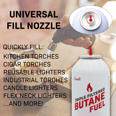 ZeroR® Butane Fuel Refill | 10.67 fl oz 315ml | Made in USA | Butane Refill for Torch Lighter, Kitchen Torch, Refillable Lighters image 3