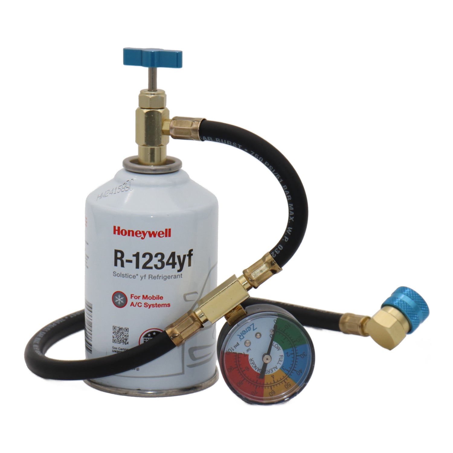 ZeroR® Top Off Kit | Genuine 8oz R1234YF Refrigerant & 24" Brass Can Tap image 0