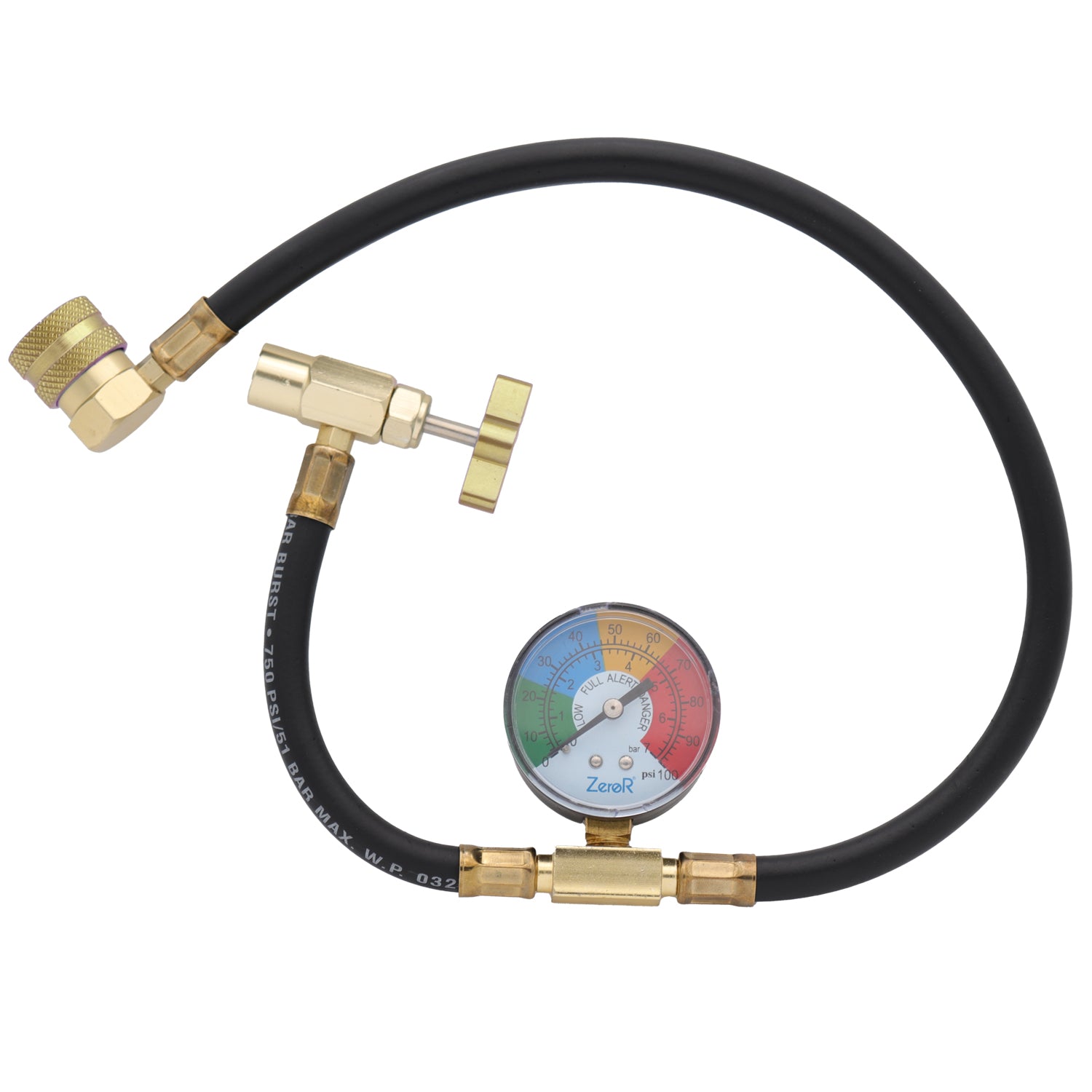 ZeroR® R134a AC Recharge Kit | 24" HD Charging Hose | 2 Cans R-134a Refrigerant 12oz image 2