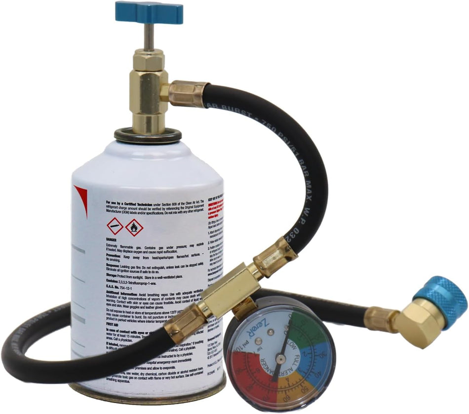 Kit de recarga ZeroR® | Refrigerante R1234YF original de 8 oz y grifo de latón para lata de 24"