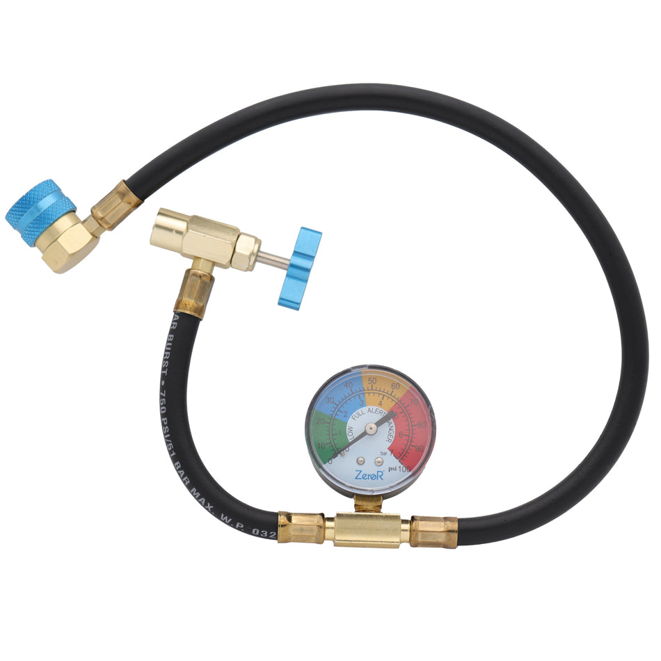 ZeroR® - R1234YF (24") Heavy Duty Brass Can Tap with Gauge use for R1234YF Refrigerant Cans image 0
